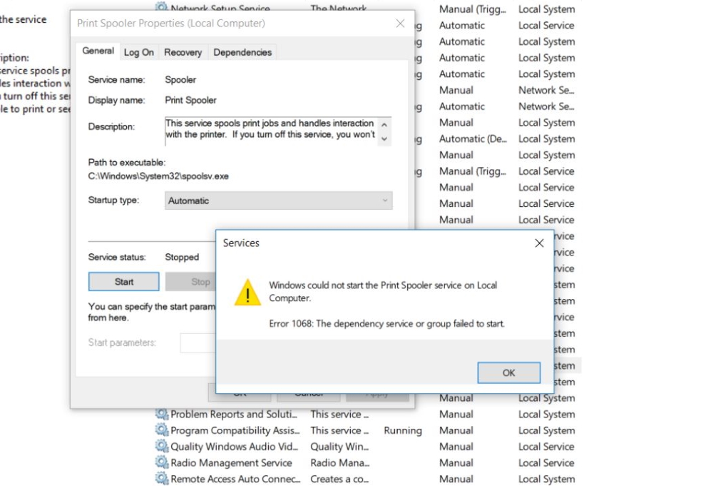 Reinicie o serviço de spooler de impressão do Windows
Tente imprimir novamente e verifique se o erro PCL XL persiste