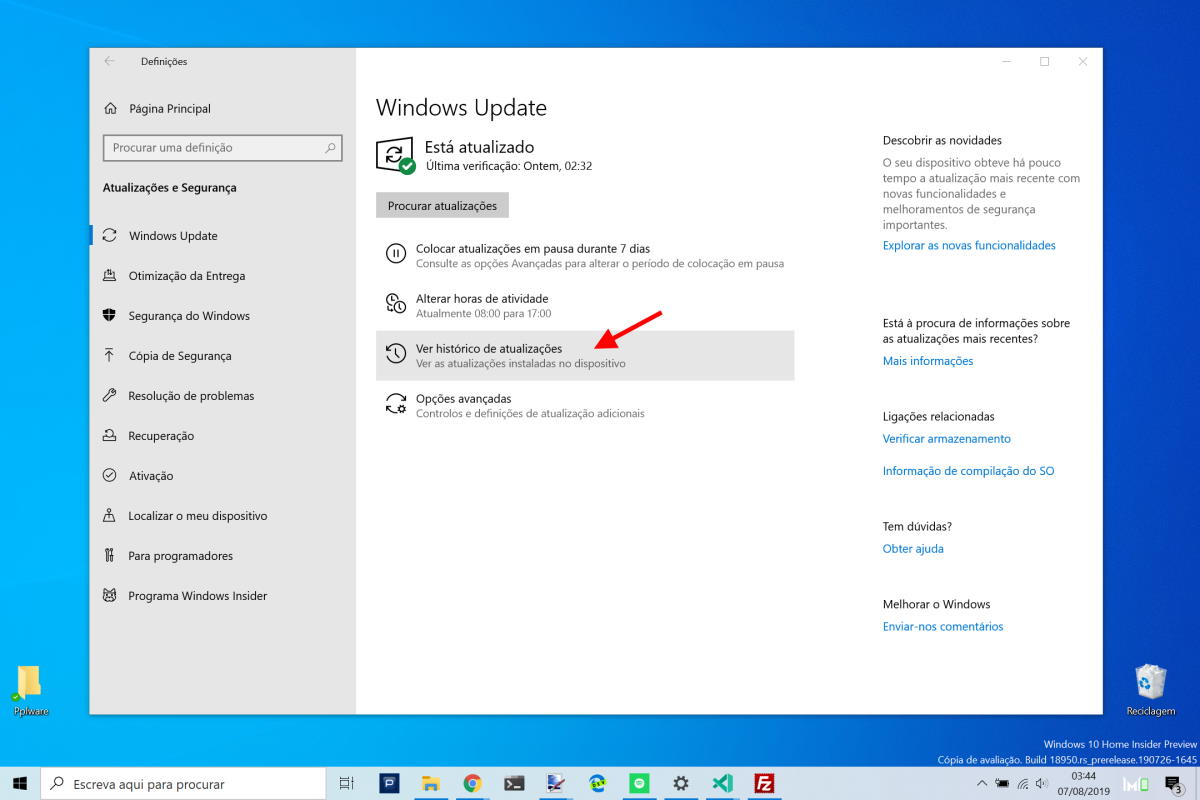 Verifique se você tem as atualizações mais recentes instaladas para o Windows 10.
Acesse as configurações do Windows, vá para Atualização e segurança e clique em Verificar se há atualizações.